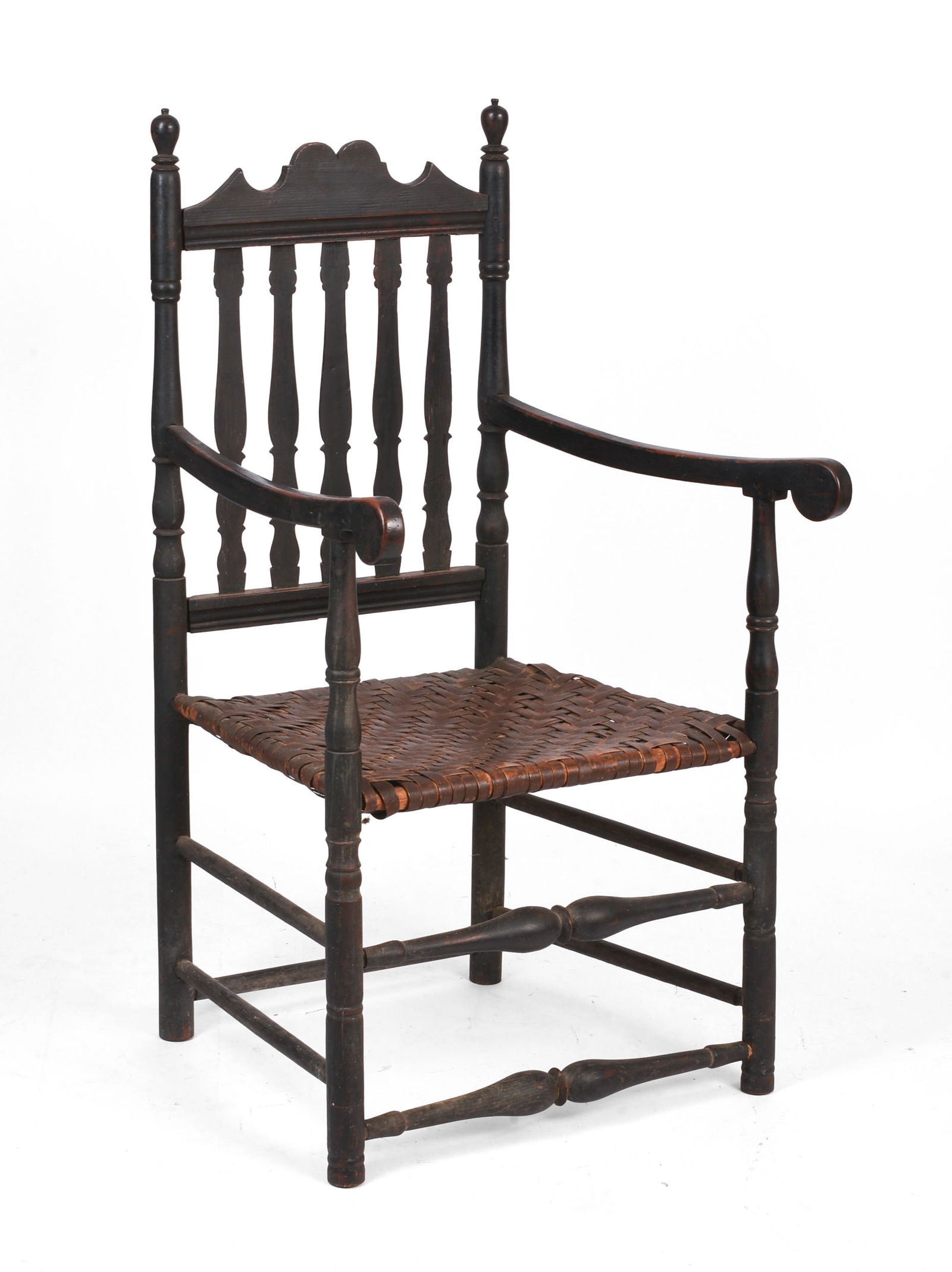 New England Bannister Back Armchair in Black Paint. (1 of 4)