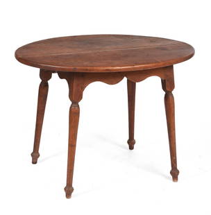 New England Oval Topped Tap Table.: Height 25.5 inches, top 35 x 26 inches. The top appears to be a later replacement. SHIPPING: We offer very competitively priced in house shipping for all items in this sale. Please contact us for a