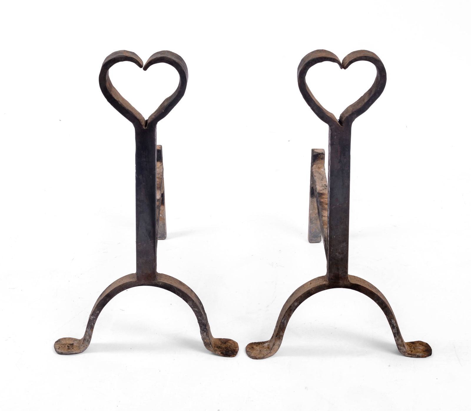 Handwrought Iron Heart Andirons. (1 of 2)