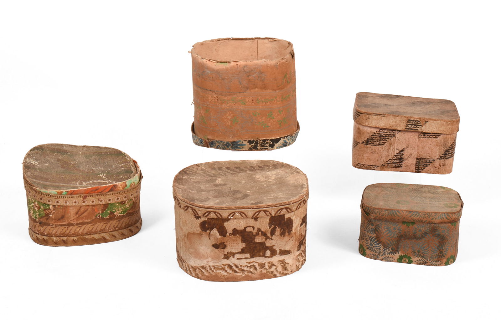 Five Wallpaper Hat Boxes. (1 of 5)