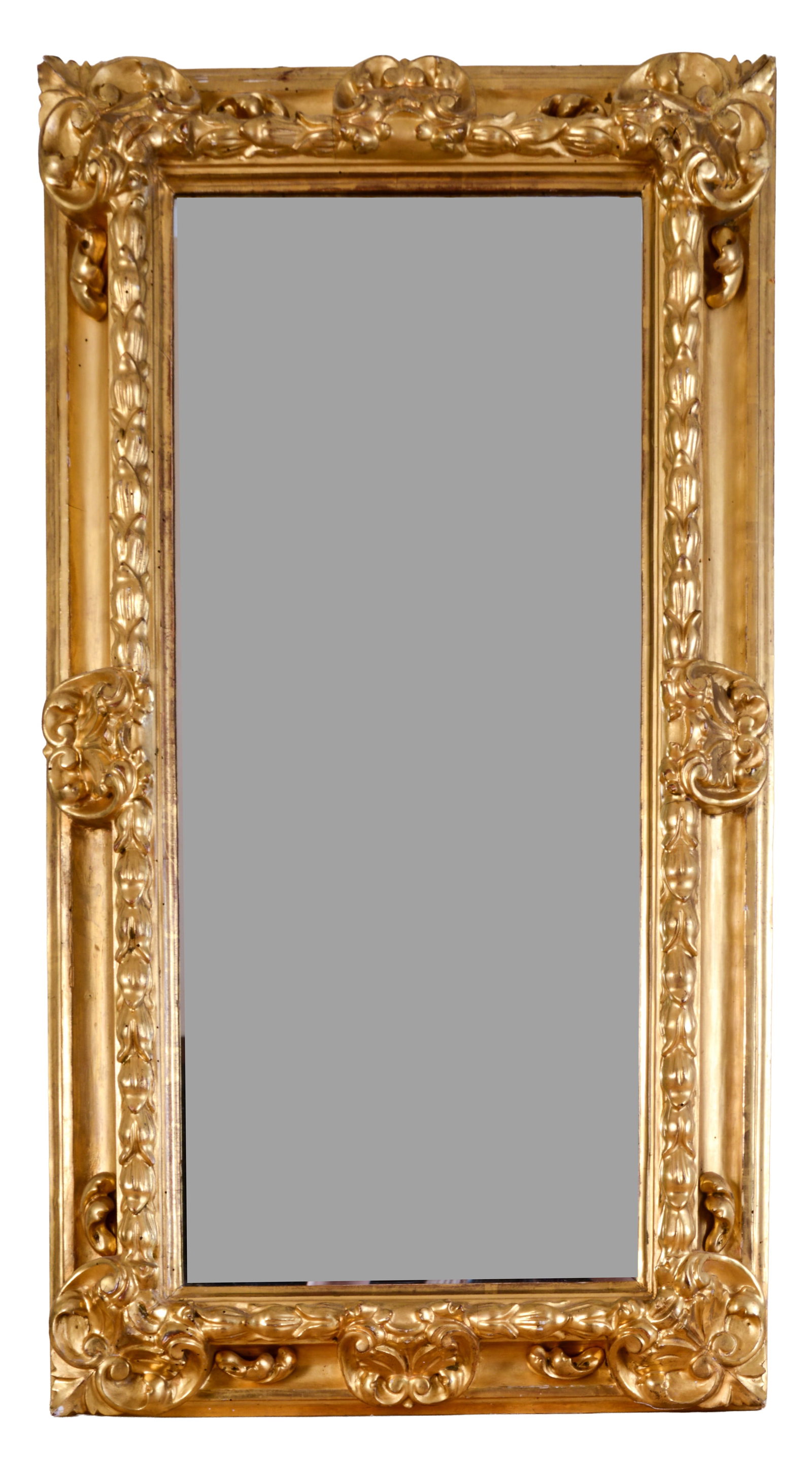 19th Century Giltwood Mirror.: Overall 39 x 21 inches. Some minor loss. SHIPPING: We offer very competitively priced in house shipping for all items in this sale. Please contact us for a quote.