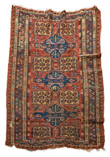 Antique Caucasian Oriental Carpet.: 5 feet 6 inches by 4 feet 6 inches. Some wear and fading. SHIPPING: We offer very competitively priced in house shipping for all items in this sale. Please contact us for a quote.
