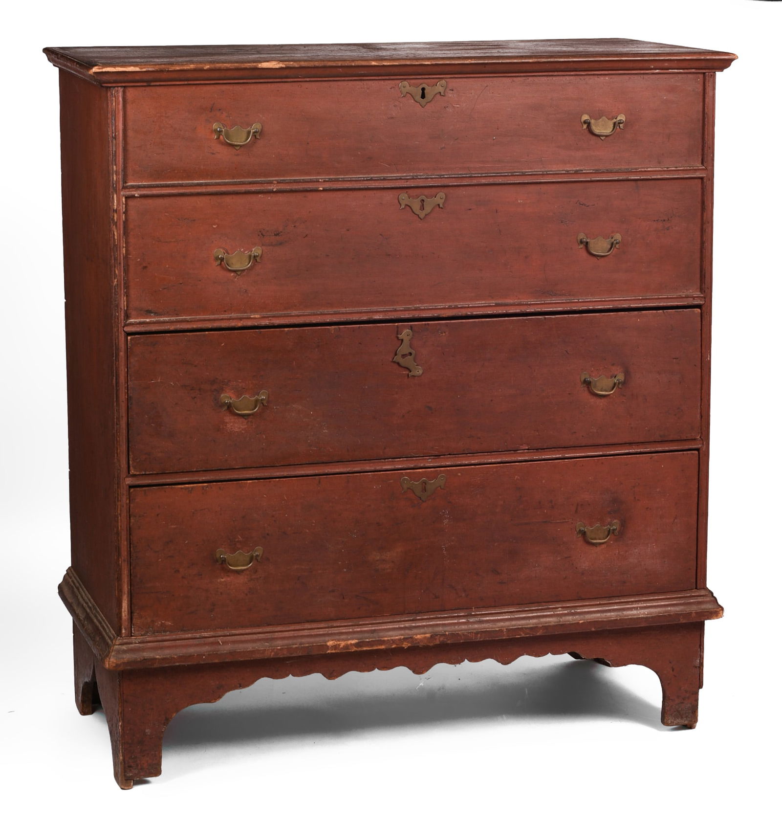 New England Pine Blanket Chest in Red Paint. (1 of 3)