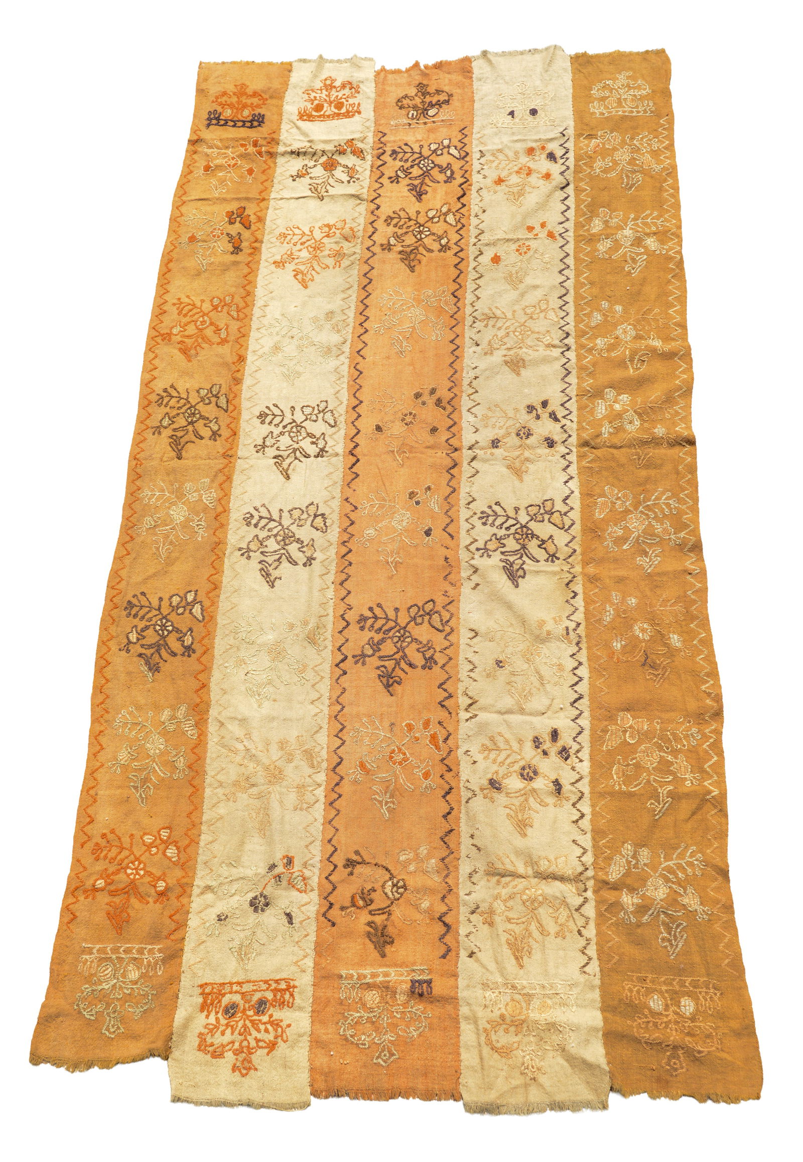 Antique Crewelwork Panel With Floral Design. (1 of 3)