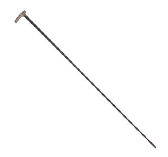 Cane With Silver Alligator Handle.: Handle length 3 inches, cane 34 inches long. Break where handle connects to cane. SHIPPING: We offer very competitively priced in house shipping for all items in this sale. Please contact us for a quo