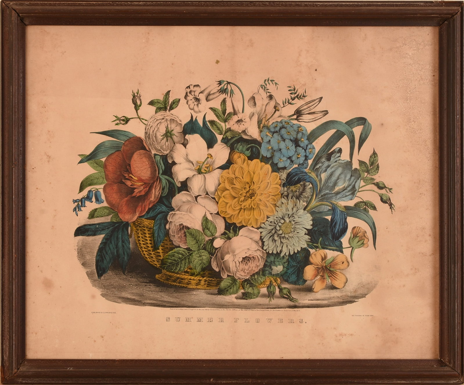 Currier & Ives. Summer Flowers.: Framed, 21 x 25.5 inches. Foxing and toning. SHIPPING: We offer very competitively priced in house shipping for all items in this sale. Please contact us for a quote.