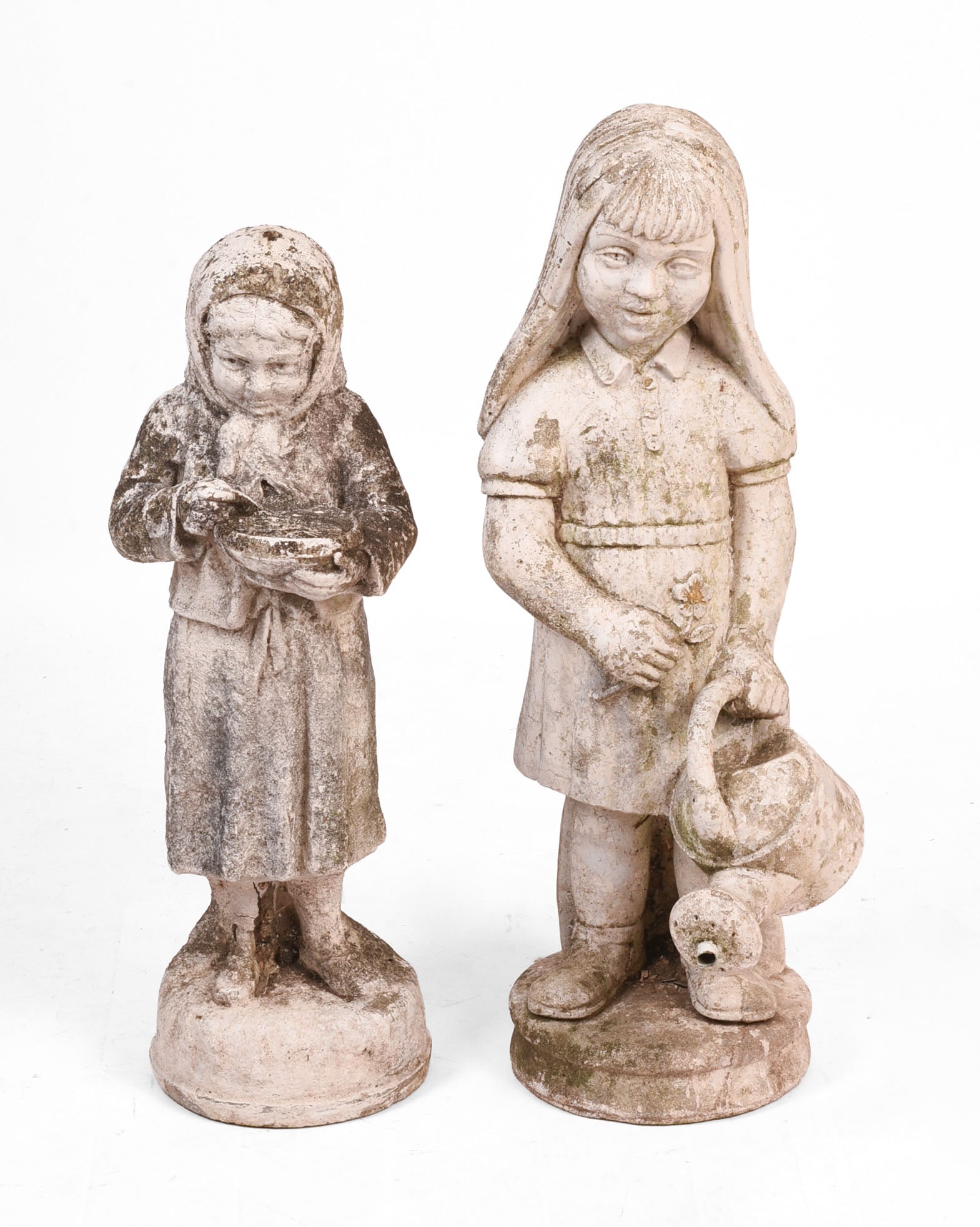 Two Cement Garden Statues of Girls. (1 of 4)