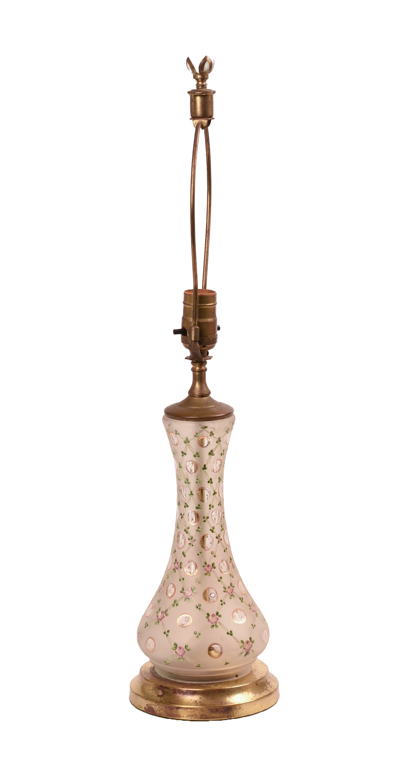 Mid Century Glass Table Lamp.: Overall height 24 inches. Good condition, we recommend all vintage lighting fixtures be rewired. SHIPPING: We offer very competitively priced in house shipping for all items in this sale. Please conta