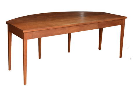 Thomas Moser Custom Demi-Lune Cherry Desk.: Height 29.5 inches, width 75 inches, depth 39 inches. IN HOUSE SHIPPING: We offer very competitively priced in house shipping for all items in this sale. Please contact us for a quote.