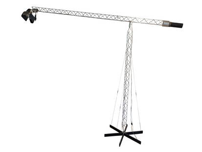 Monumental Curtis Jere Crane Light Sculpture.: Height of stand 76 inches, boom 94 inches long. In working order. IN HOUSE SHIPPING: We offer very competitively priced in house shipping for all items in this sale. Please contact us for a quote.