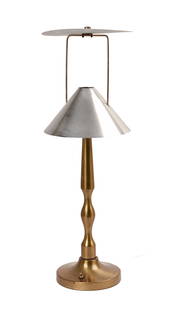 Mid Century Modern Table Lamp: Height 25 inches. Some pitting at base, wiring appears okay, all electrical fixtures sold as is. IN HOUSE SHIPPING: We offer very competitively priced in house shipping for all items in this sale. Ple