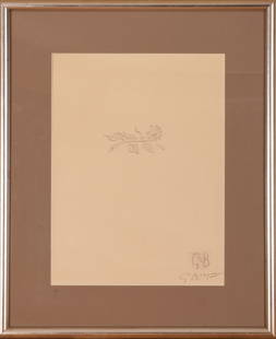 Georges Braque (1882 - 1963). Signed Lithograph.: 15 x 11.5 inches, sight, pencil signed lower right. Framed, 22 x 18.5 inches. Slight crease mark to center of paper, some wave to paper. IN HOUSE SHIPPING: We offer very competitively priced in house