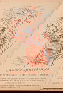 Oskar Kokoschka Exhibition Poster, 1965.: Museum Fur Kunst Und Gewerbe, Hamburg. Framed, 33 x 23 inches. IN HOUSE SHIPPING: We offer very competitively priced in house shipping for all items in this sale. Please contact us for a quote.