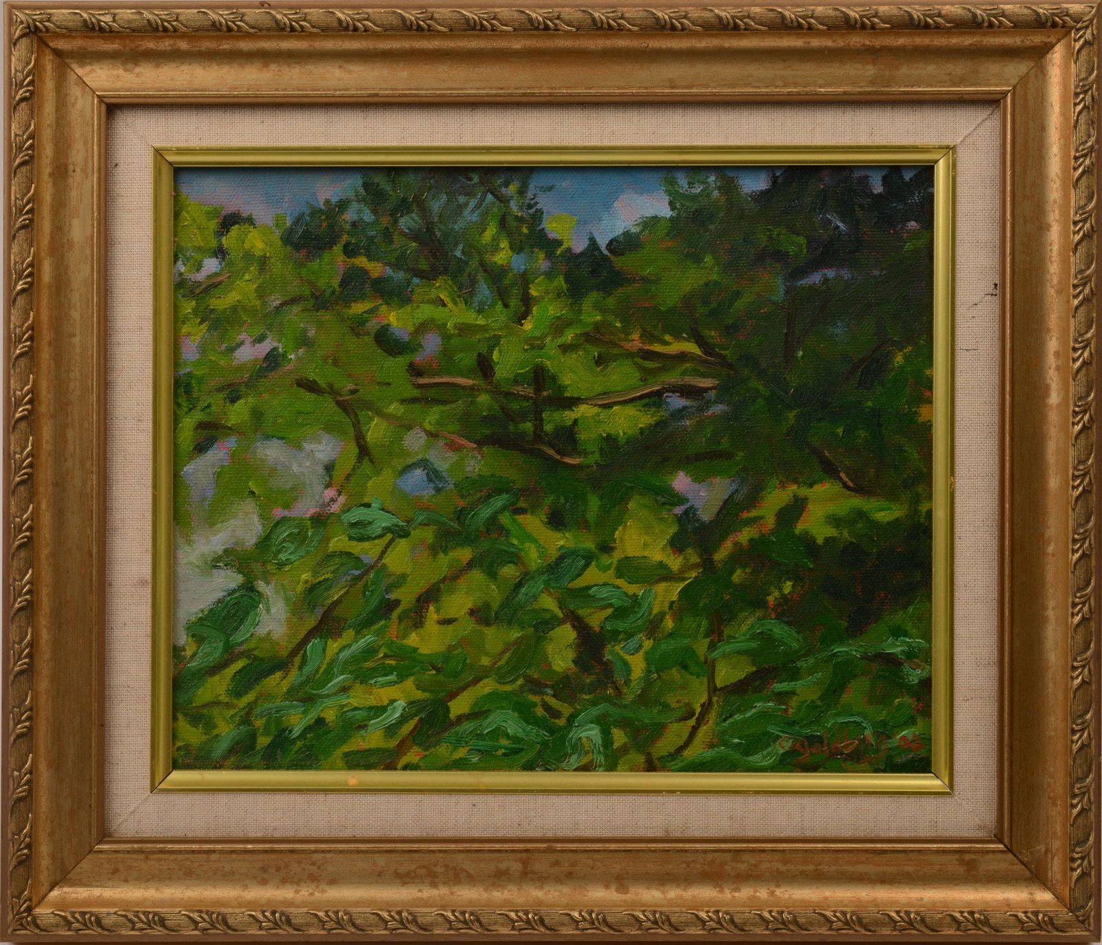 Impressionist Painting: View Through The Trees.: Oil on canvas. Sight, 8 x 10 inches. IN HOUSE SHIPPING: We offer very competitively priced in house shipping for all items in this sale. Please contact us for a quote.