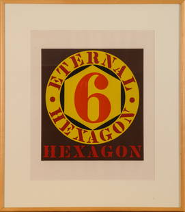 Robert Indiana (1928-2018). Eternal Hexagon.: Screenprint in colors, unsigned, image 17 x 16 inches. Framed, 33 x 29 inches. Very good condition. IN HOUSE SHIPPING: We offer very competitively priced in house shipping for all items in this sale.