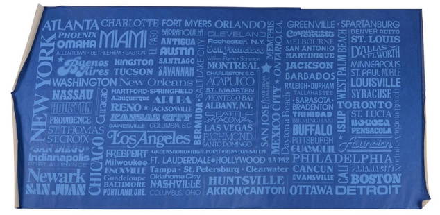 Alexander Girard for Braniff Airlines Lounge Wall Covering.: On canvas, 53 x 102 inches. IN HOUSE SHIPPING: We offer very competitively priced in house shipping for all items in this sale. Please contact us for a quote.