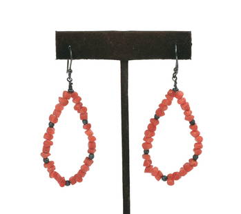 Pair of Trapani Coral Earrings.: Length 1.75 inches. IN HOUSE SHIPPING: We offer very competitively priced in house shipping for all items in this sale. Please contact us for a quote.