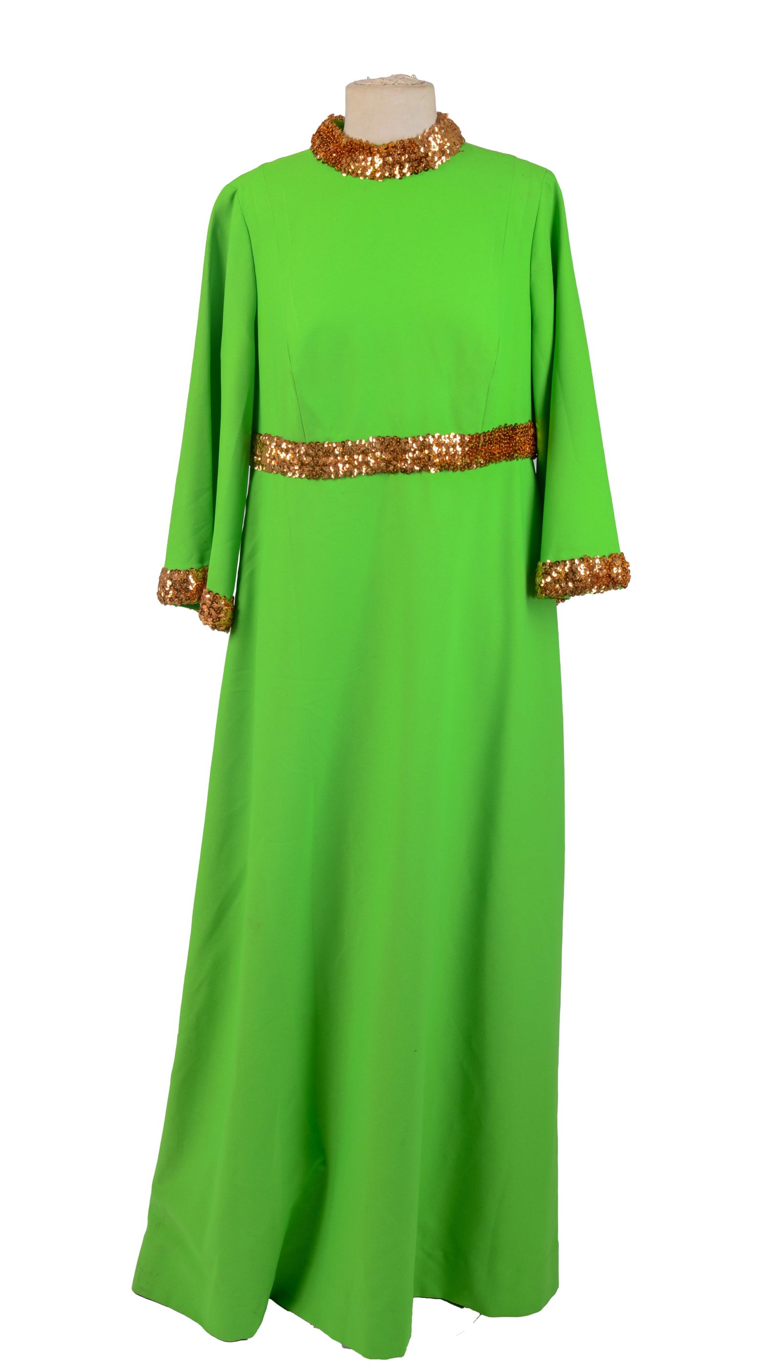 1970's Green Dress With Sequins. (1 of 5)