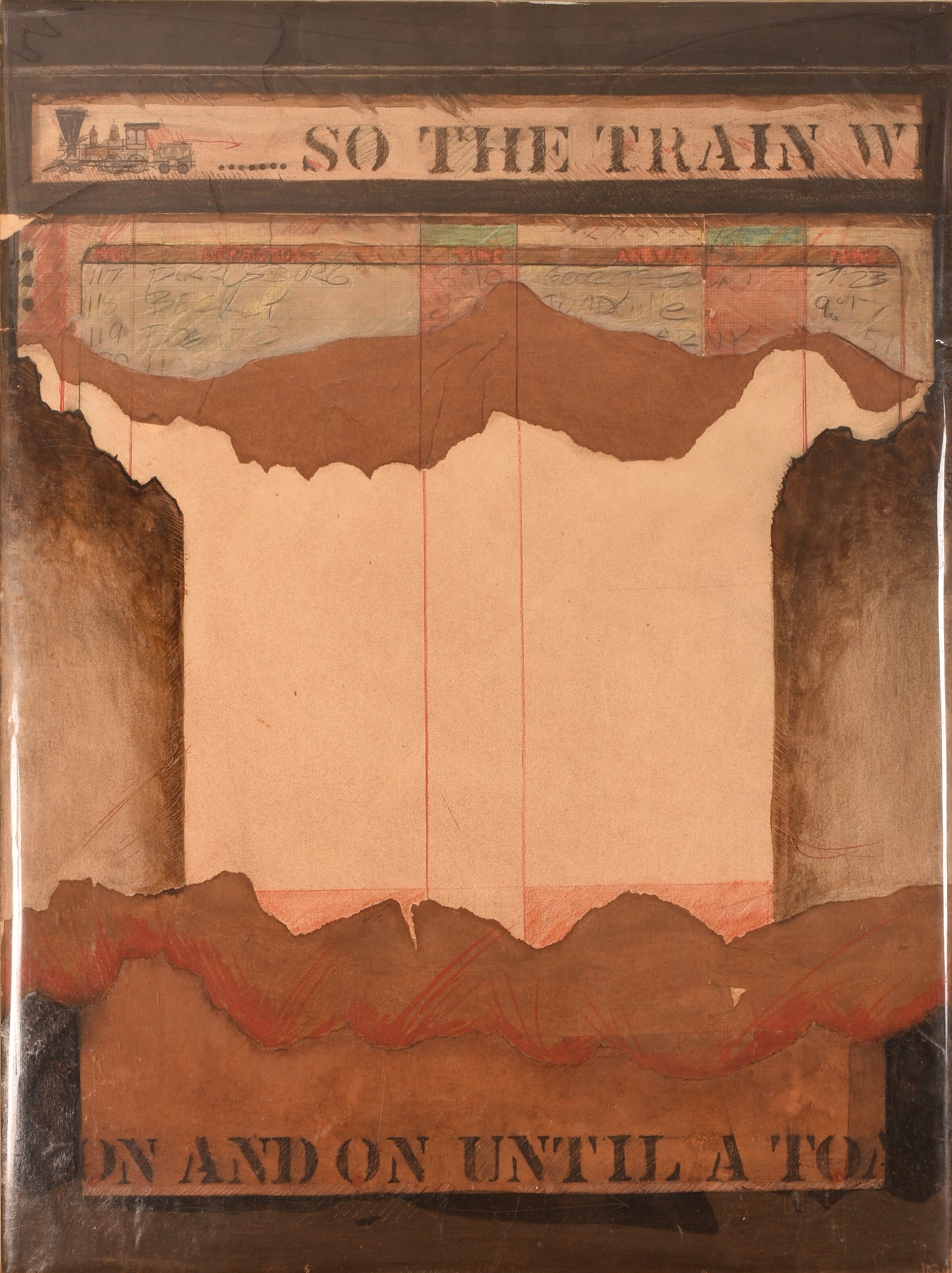 Mid Century Folk Art Collage by J. Barrett. (1 of 2)