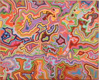 Samuel Kupferman Abstract Painting.: Unframed acrylic on canvas. Signed and dated 1975 lower right. 30 x 37 inches sight. IN HOUSE SHIPPING: We offer very competitively priced in house shipping for all items in this sale. Please contact
