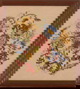 Vintage Crewel Work With Flowers.: Framed, 19 x 17 inches. IN HOUSE SHIPPING: We offer very competitively priced in house shipping for all items in this sale. Please contact us for a quote.
