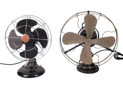 Two Early General Electric Table Fans.: Heights 19 and 20 inches. Both in working order, all electrical fixtures sold as is. IN HOUSE SHIPPING: We offer very competitively priced in house shipping for all items in this sale. Please contact