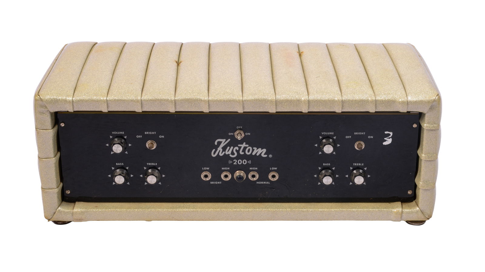 1970s Kustom 200 Champagne Silver Amp Head (1 of 5)