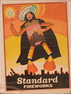 Standard Fireworks Advertising Poster.: 20 x 14.5 inches. Center crease, overall good condition. IN HOUSE SHIPPING: We offer very competitively priced in house shipping for all items in this sale. Please contact us for a quote.