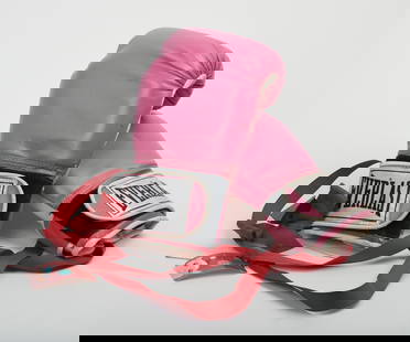Pink Everlast Boxing Gloves.: Length 11 1/4 inches. Size 12. Some drying, cracking, and scuffs. IN HOUSE SHIPPING: We offer very competitively priced in house shipping for all items in this sale. Please contact us for a quote.