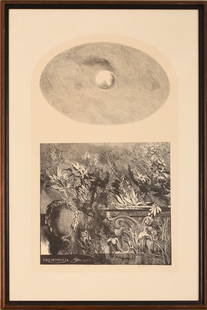 Barry Moser (Born 1940). Premonitia.: Framed etching on paper, pencil signed and numbered 4/200. 27 x 17 inches, sight. Frame, 36 x 24 inches. IN HOUSE SHIPPING: We offer very competitively priced in house shipping for all items in this s