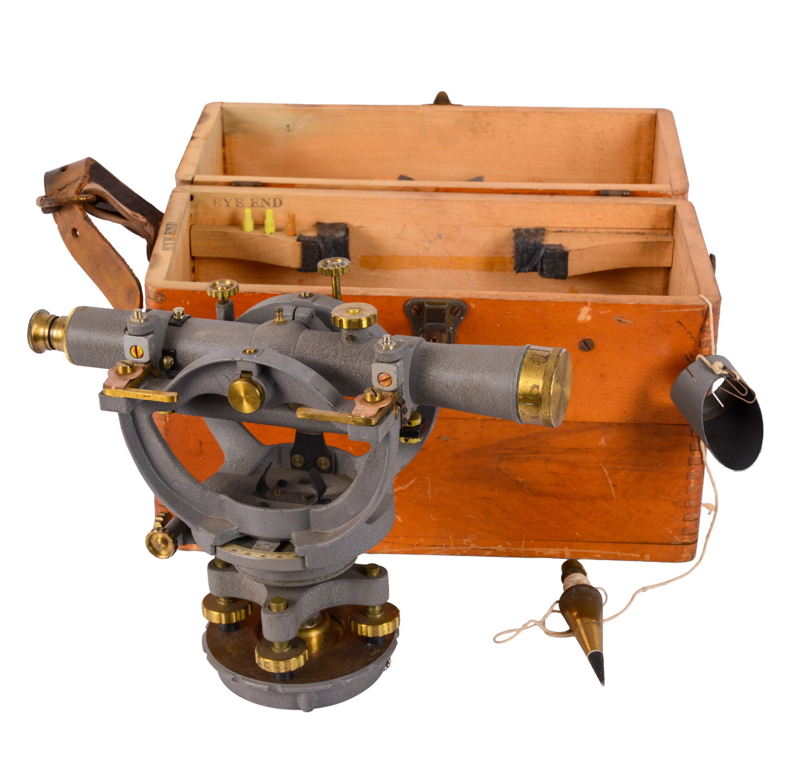 David White Surveying Scope in Case.: Length 12 inches. Good condition, strap to case is broken. IN HOUSE SHIPPING: We offer very competitively priced in house shipping for all items in this sale. Please contact us for a quote.