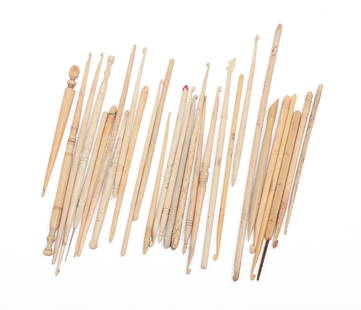 19TH  WHALEBONE LOT OF SEWING IMPLEMENTS .: Including crochet hooks and bodkins. IN HOUSE SHIPPING: We offer very competitively priced in house shipping for all items in this sale. Please contact us for a quote.