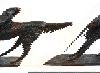BRONZE SCULPTURE OF HUNTING DOG WITH PHEASANT.: Length 26 inches. High quality, very good condition. IN HOUSE SHIPPING: We offer very competitively priced in house shipping for all items in this sale. Please contact us for a quote.