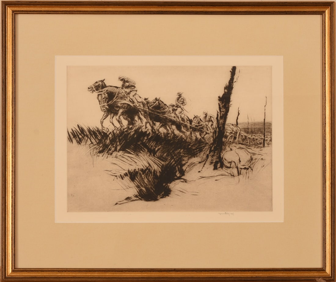 HAROLD KERR EBY (1889-1946). ROUGH GOING.: Framed etching on paper, pencil signed lower right. Image 8.25 x 12 inches. Frame 16 x 19 inches. IN HOUSE SHIPPING: We offer very competitively priced in house shipping for all items in this sale. Pl