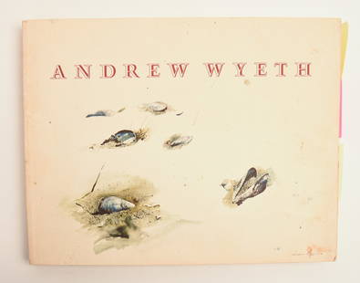 GROUP OF ANDREW WYETH SIGNED MEMORABILIA.: Andrew Wyeth, his wife Betsy, and model Siri Erickson. Personalized messages and signatures to Judy A. Loring, a friend, on the Boston Museum of Fine Art Catalog, The First Edition of the Andrew Wyeth