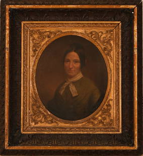 PORTRAIT OF AN ATTRACTIVE YOUNG WOMAN.: Mid 19th c. oil on canvas. 12 x 14 sight, 22 x 24 frame. IN HOUSE SHIPPING: We offer very competitively priced in house shipping for all items in this sale. Please contact us for a quote.