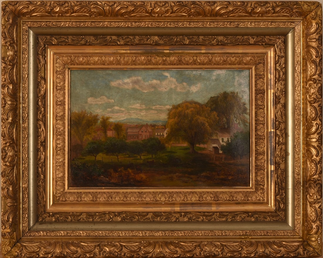 LANDSCAPE WITH HOUSES, GRAZING ANIMALS. (1 of 3)