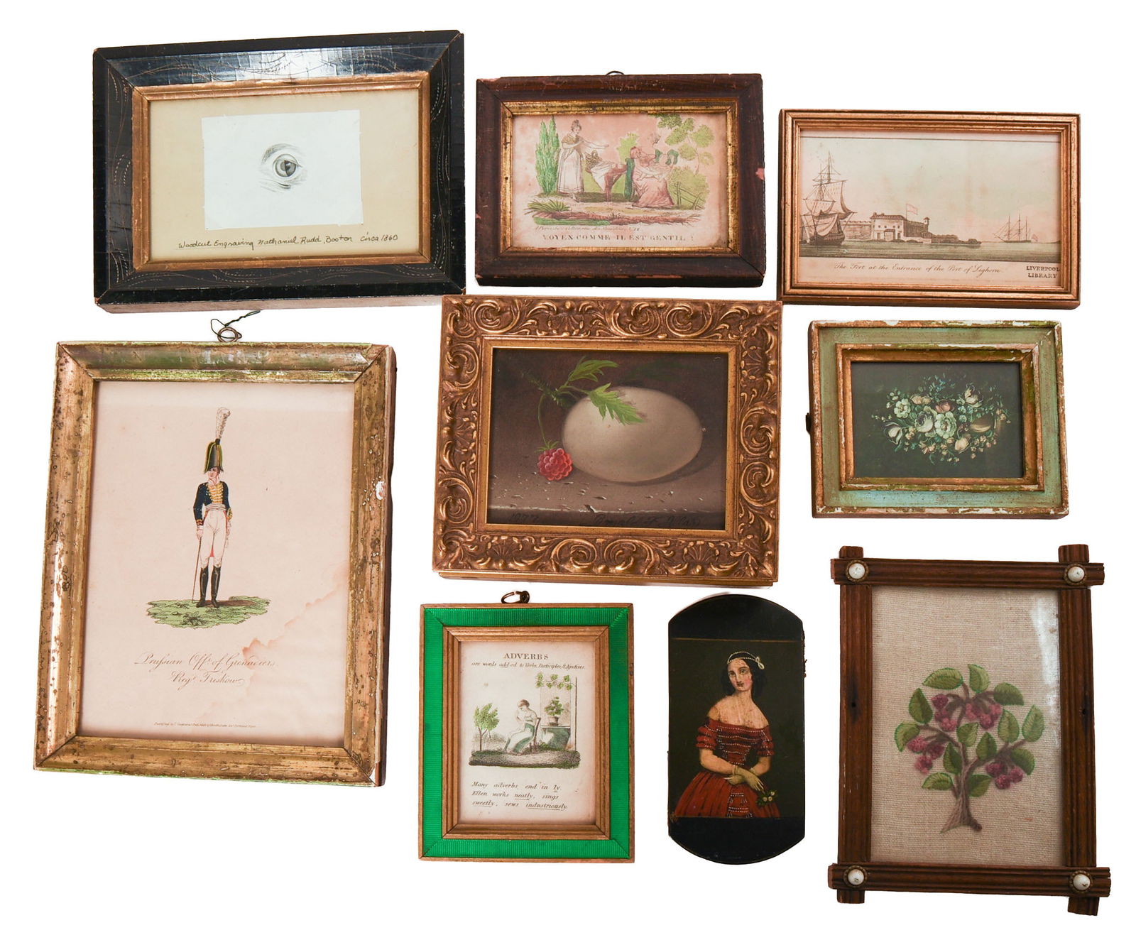 GROUP OF SMALL FRAMED ARTWORK. (1 of 3)