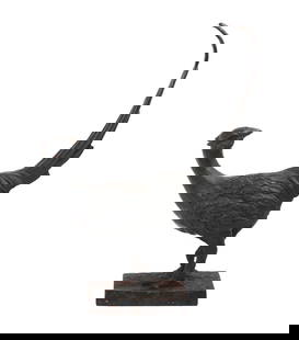 CAST IRON PHEASANT DOORSTOP.: Height 17 inches, length 13 inches. Some minor rust spots to base. IN HOUSE SHIPPING: We offer very competitively priced in house shipping for all items in this sale. Please contact us for a quote.