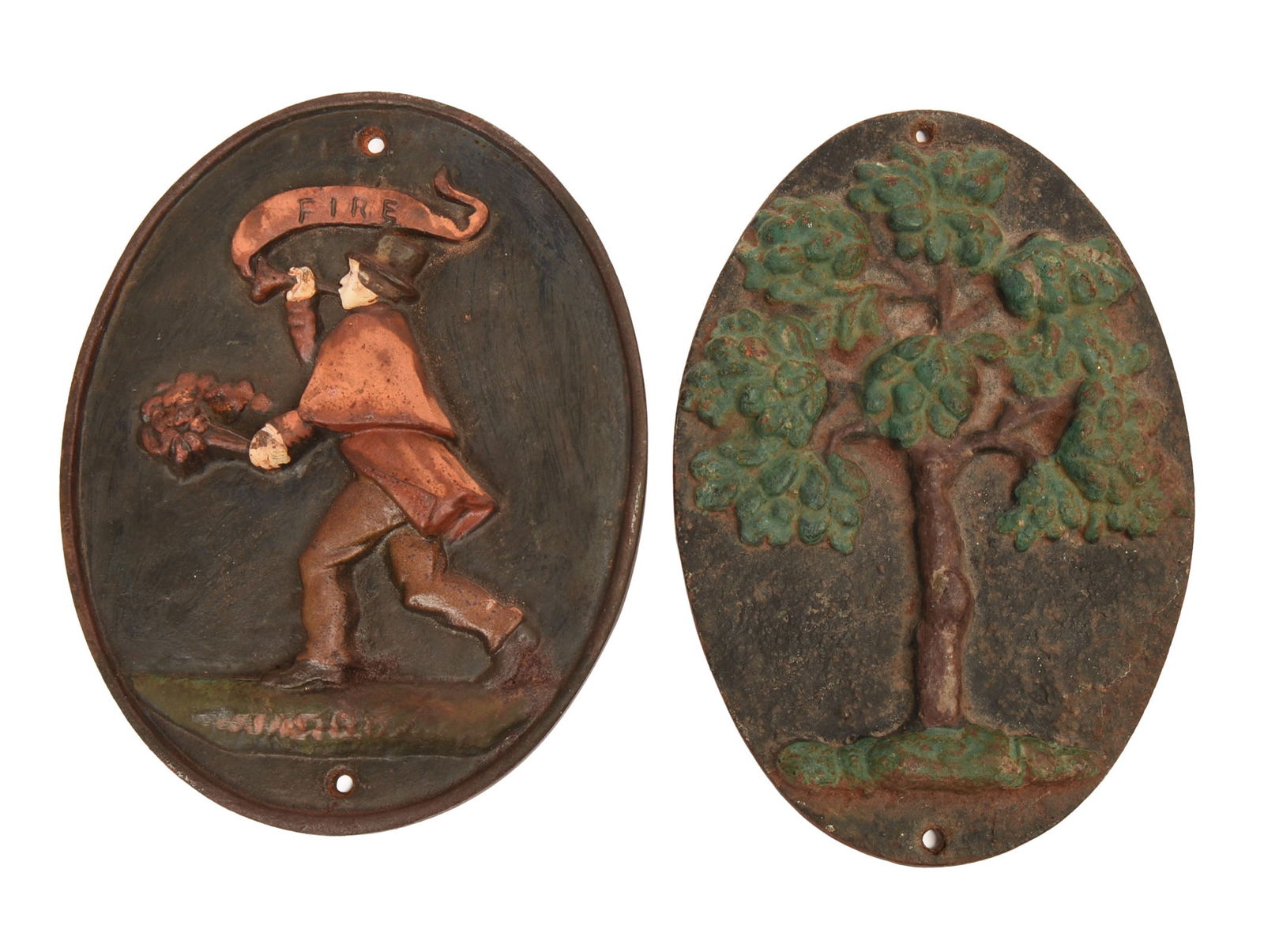TWO CAST IRON FIRE INSURANCE PLAQUES. (1 of 3)