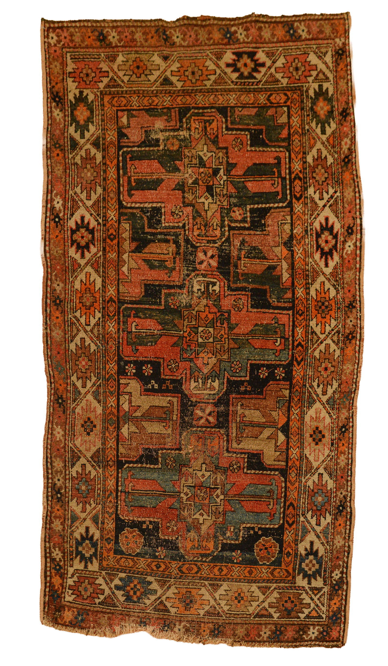 ANTIQUE PERSIAN RUG: 3 feet 6 inches by 6 feet 6 inches. IN HOUSE SHIPPING: We offer very competitively priced in house shipping for all items in this sale. Please contact us for a quote.