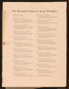GEORGE WASHINGTON PRINTS PORTFOLIO.: Bicentennial Pageant of George Washington' published in 1932 to commemorate the 200th anniversary of George Washington’s birth. This is a complete portfolio with 20 pencil signed etchings, descripti