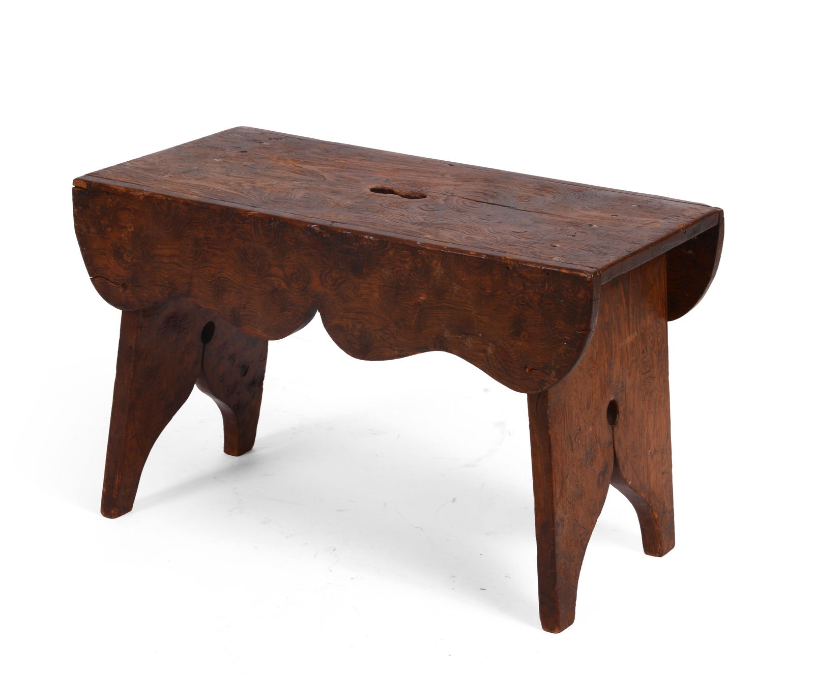 ENGLISH BURLWOOD FOOTSTOOL. (1 of 3)