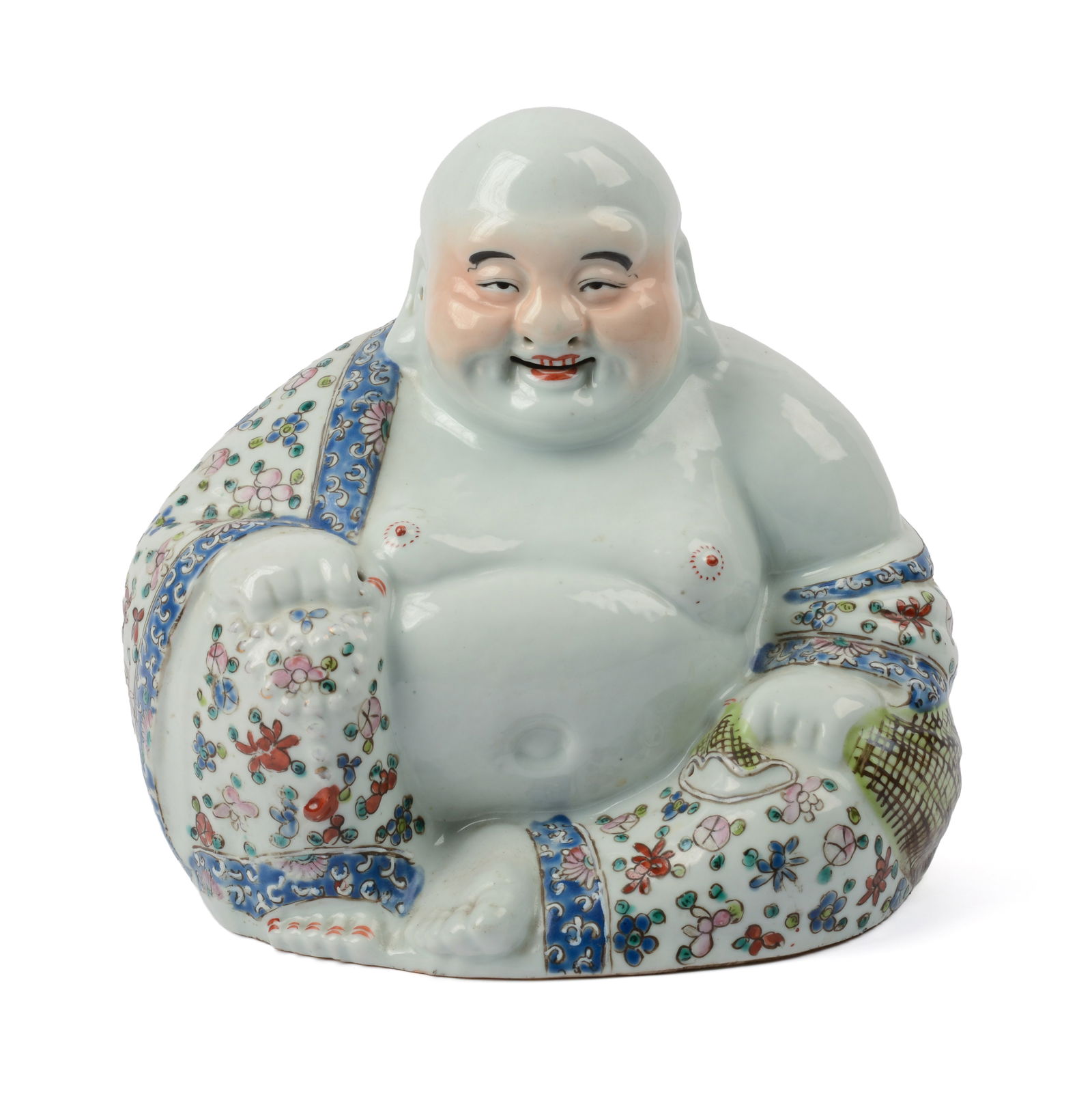 LARGE CHINESE FAMILLE ROSE PORCELAIN HAPPY BUDDHA FIGURE (1 of 6)