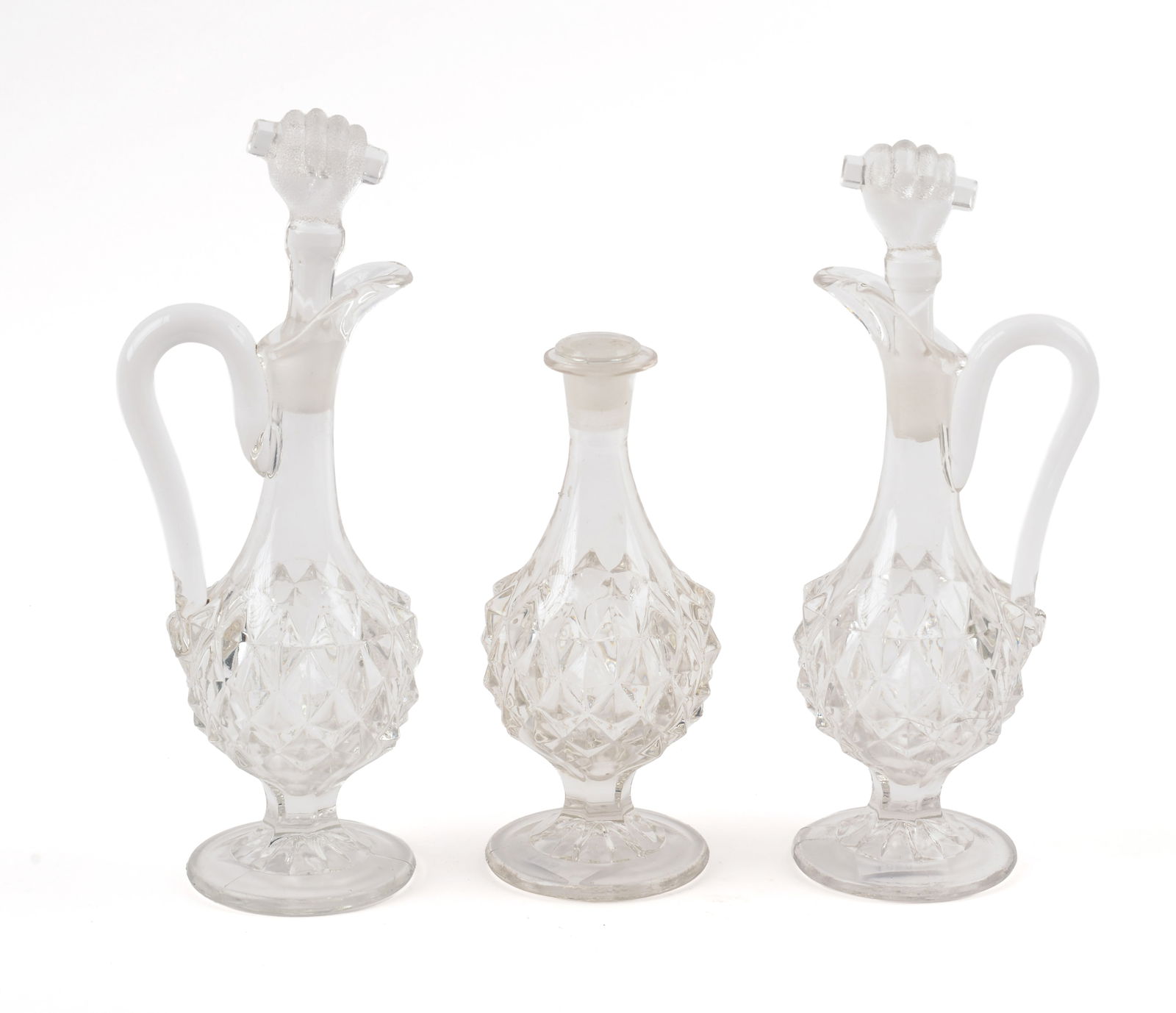 CUT GLASS CRUET SET. (1 of 4)