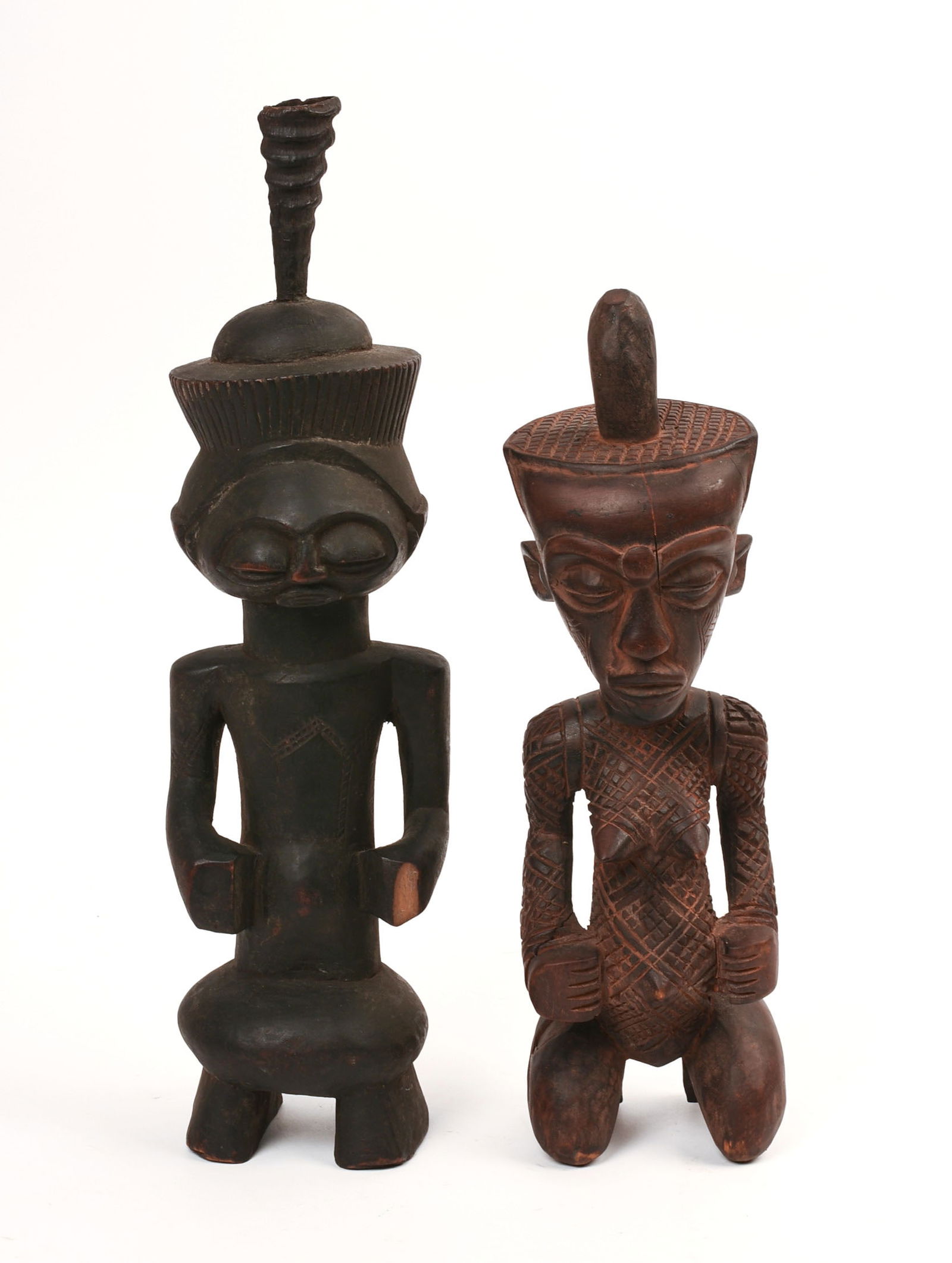 TWO AFRICAN YORUBA FIGURES. (1 of 5)