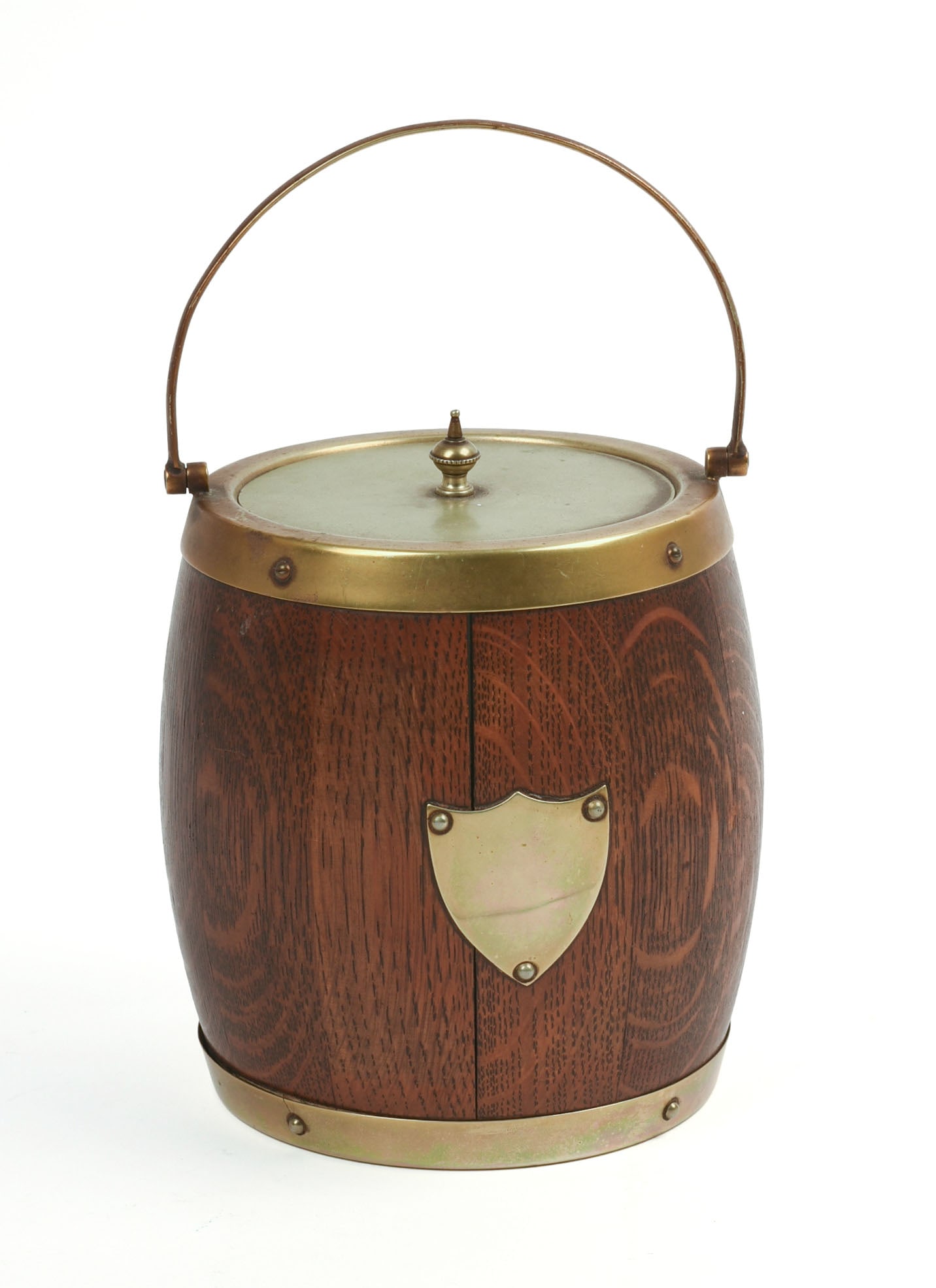 ENGLISH OAK HUMIDOR TOBACCO JAR.: Height 5.25 inches.