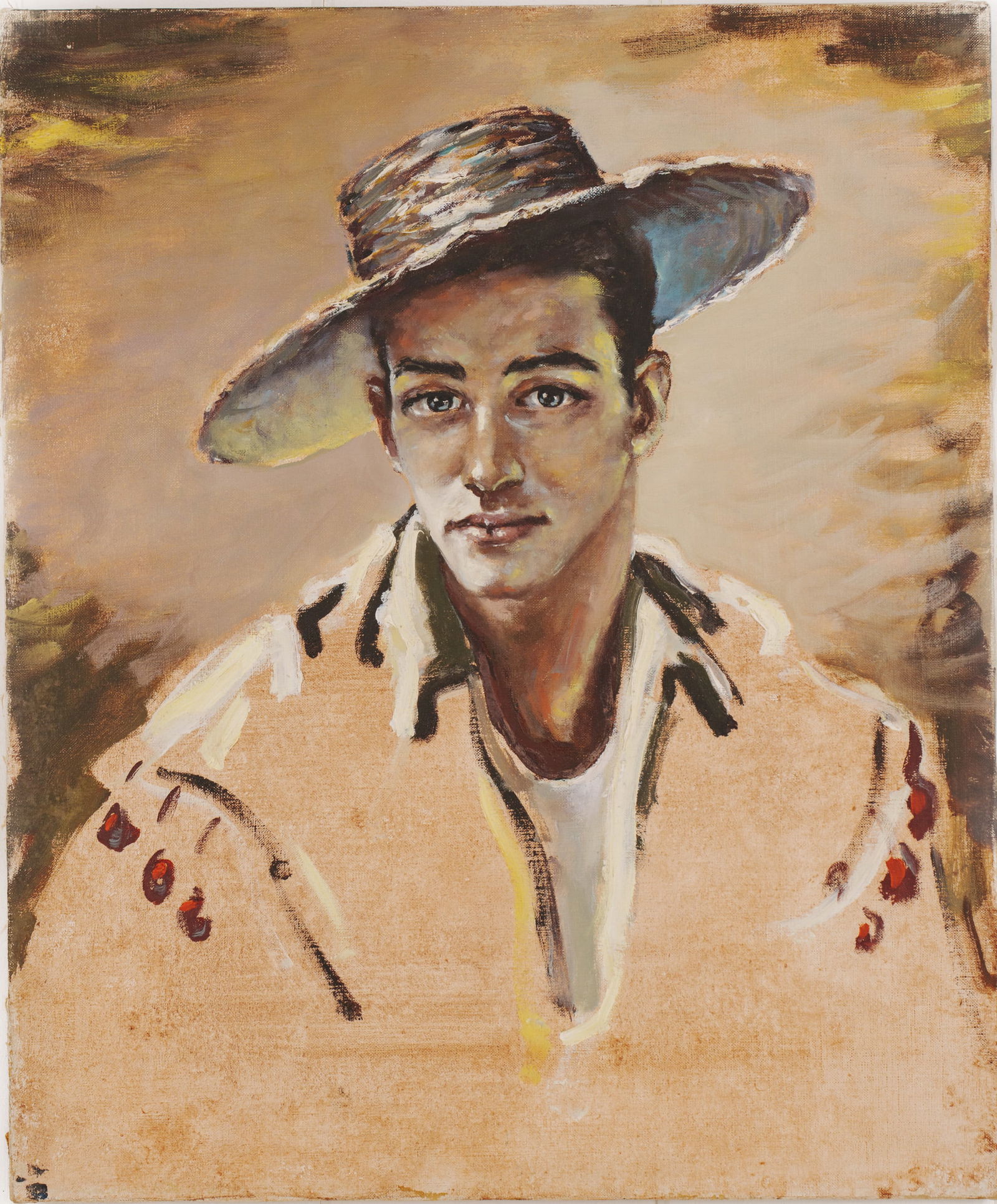 Channing Weir Hare (1899 - 1976). Portrait of a Man Wearing a Hat. (1 of 2)