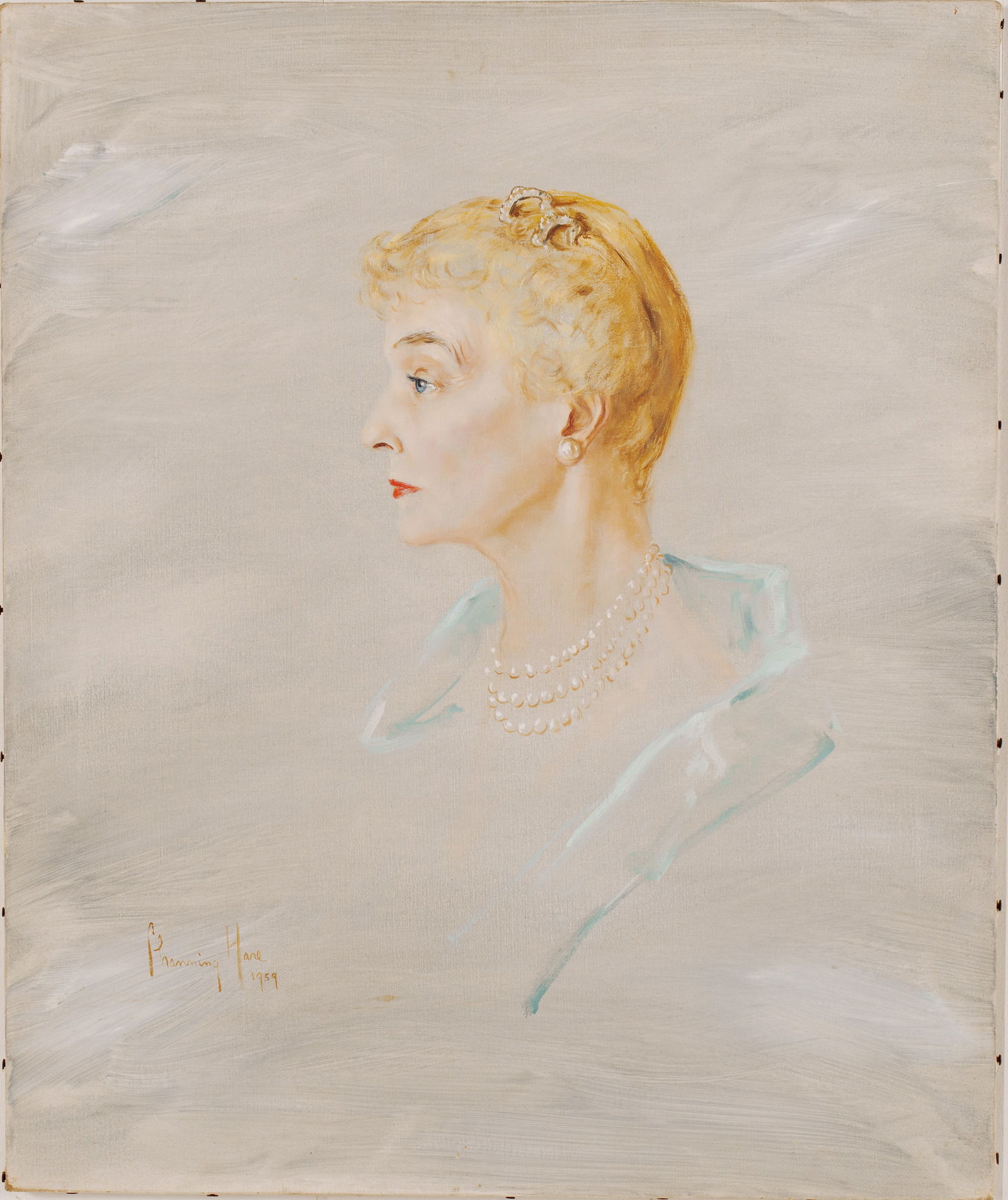 Channing Weir Hare (1899 - 1976). Portrait of a Lady with Pearl Necklace. (1 of 3)