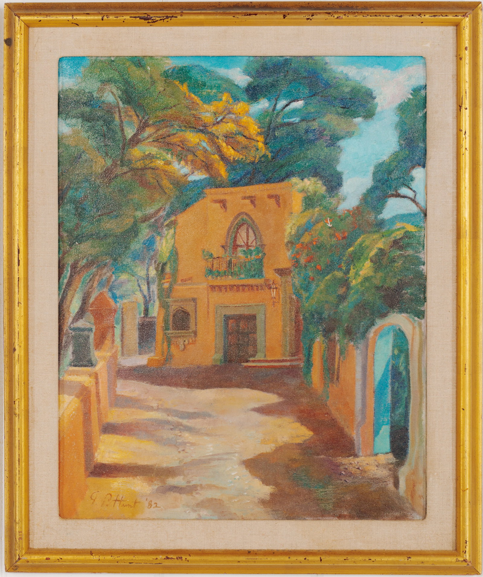 Painting of a Spanish Entrance.: Framed oil on canvas, signed lower right. Stretcher 20 x 16 inches. Frame 24.5 x 20.5 inches.